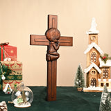 Praying Boy/Girl Cross Wooden Sculpture