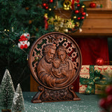 Holy Family Carved Wooden Tabletop Arrangement