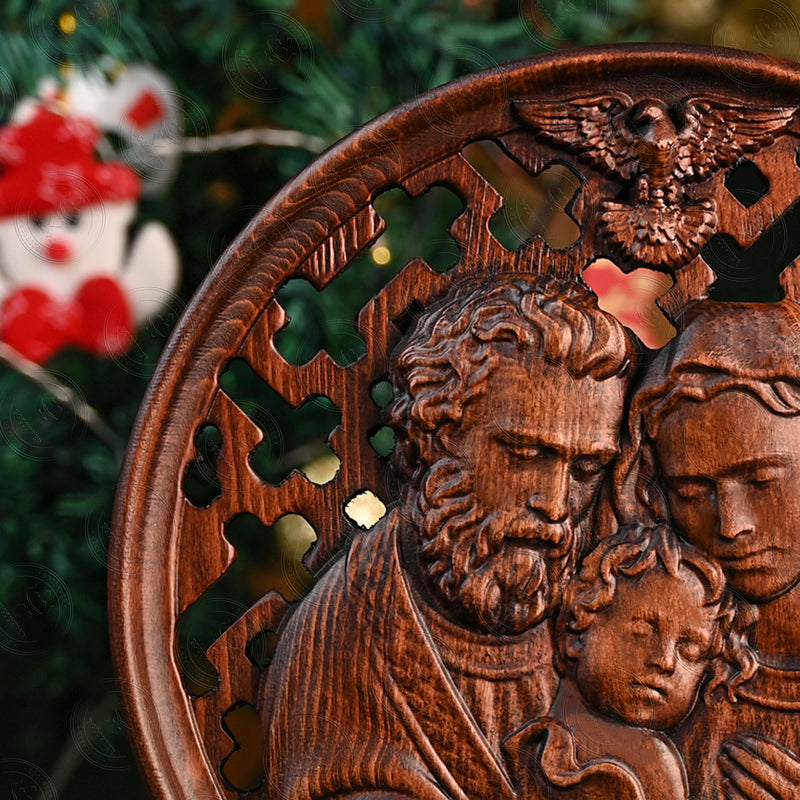 Holy Family Carved Wooden Tabletop Arrangement