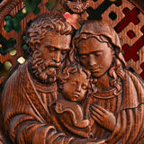 Holy Family Carved Wooden Tabletop Arrangement