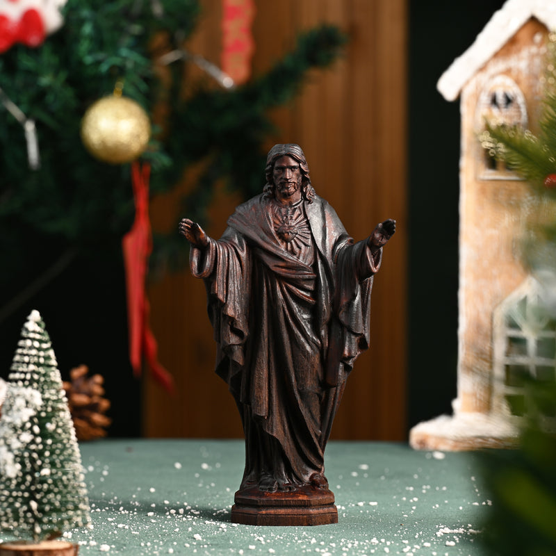 Wooden Statue of the Sacred Heart of Jesus