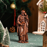 Wooden statue of Joseph holding Baby Jesus Gift Wood Carving