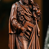 Wooden statue of Joseph holding Baby Jesus Gift Wood Carving