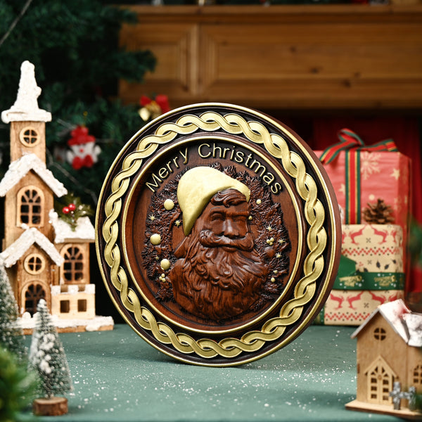 Best Christmas Gift - Santa Claus Round Wooden Wall Decoration