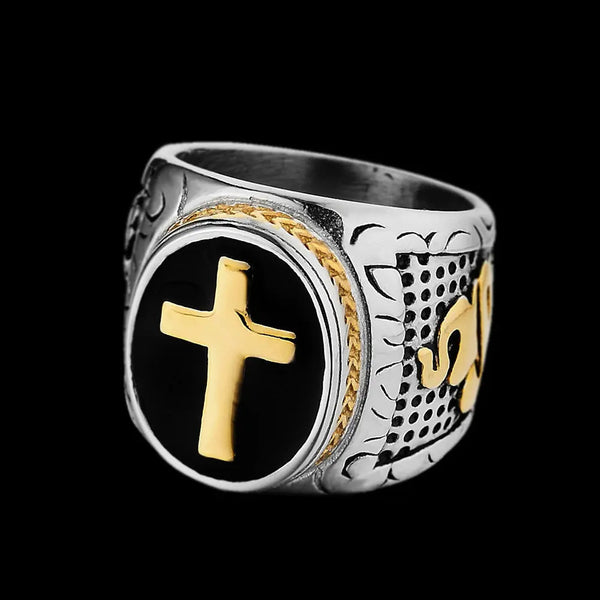 Vintage Praying Cross Ring- Stainless Steel Religious Gift