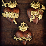 Holy Family Three Sacred Hearts Wooden Wall Decoration