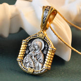 S925K Silver Gilt Our Lady of Perpetual Help Pendant Necklace