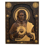 Our Lord Jesus Sacred Heart Wood Carving - Christian Catholic Personalized Carving Gift