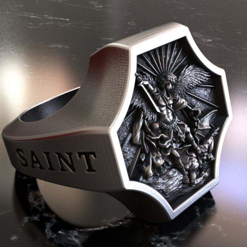 Archangel Michael S925K Silver Ring