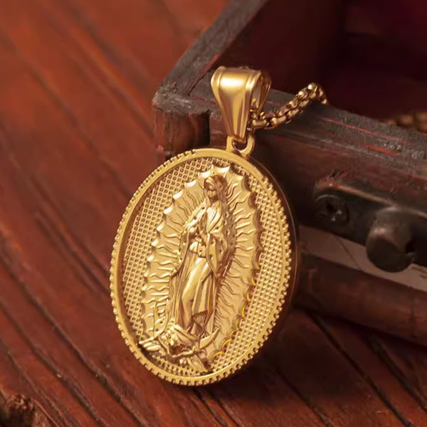 18K Gold Virgin Mary of Guadalupe Necklace