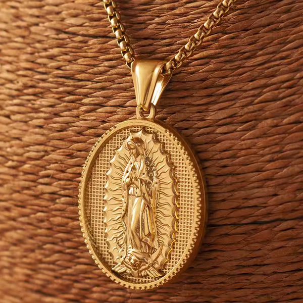 18K Gold Virgin Mary of Guadalupe Necklace