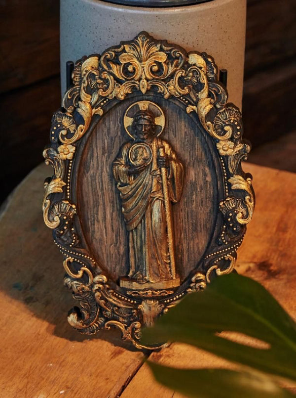 Custom Saint Jude Wood Carving 20" Piece