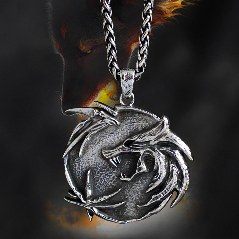Wolf Head Steel Titanium Personalized Men's Necklace