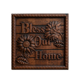 Promotional items:Bless Our Home Sunflower Solid Wood Engraved Plaque