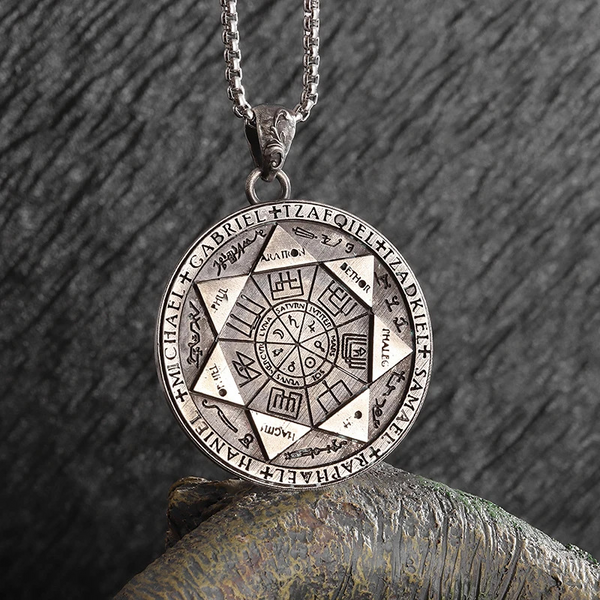 Seal of the Seven Angels Round Necklace Amulet