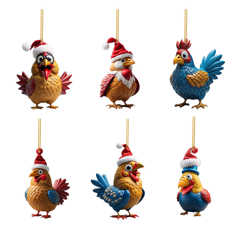 Creative Cute Animal Chicken Christmas Hanging Christmas Birds Car Hanging Home Christmas Tree Decorations