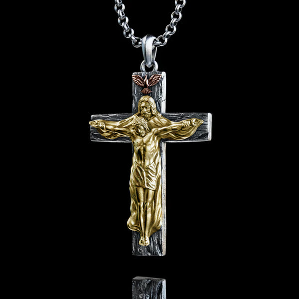 New Titanium/S925K Silver Trinity Cross Necklace