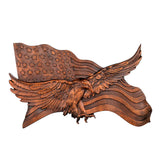 American flag with eagle wooden sign, eagle flag wood carving wall decoration, 3D engraving USA flag and bald eagle