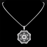 Metatron Stainless Steel Hexagonal Pendant Necklace