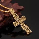 Orthodox double-sided engraved cross necklace