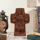 Good Shepherd Crucifix Wood Carving Religious Gift - Endless Care and Guidance