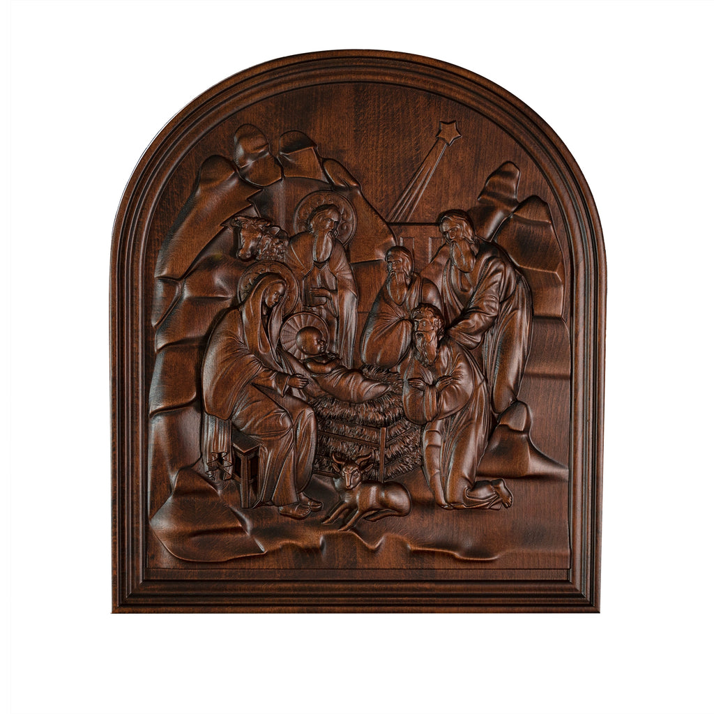 Natural beech nativity scene wood carving plaque – BGCOPPER