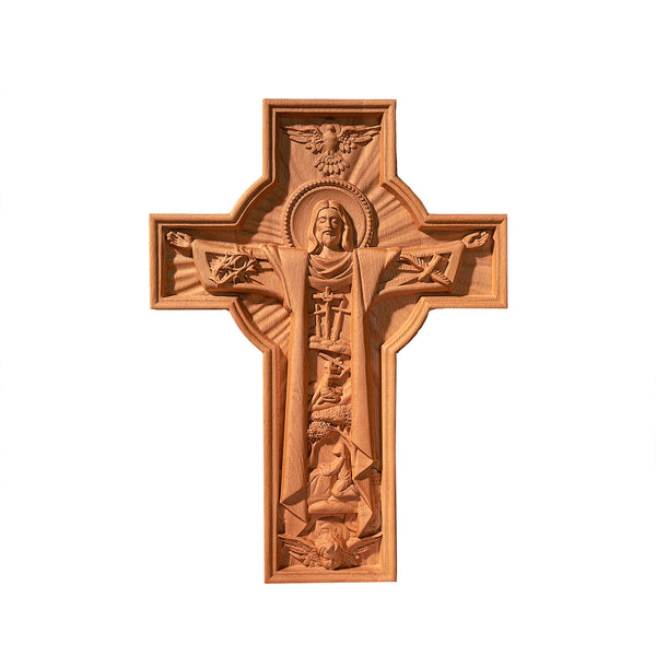 Bgcopper Ascension of Jesus wood carving cross