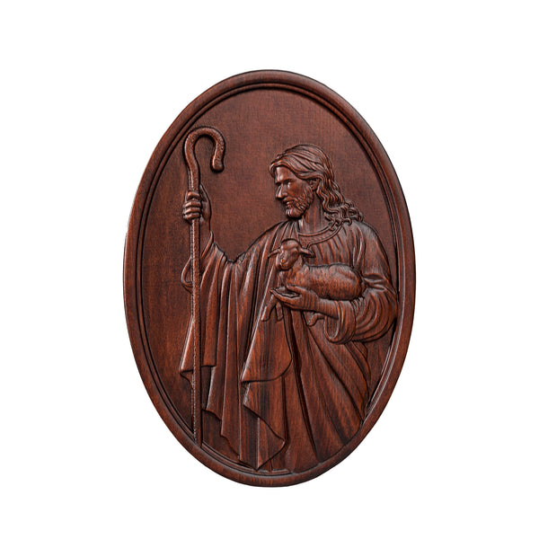 Jesus the Shepherd Wood Carving Wall Decor - Endless Care and Guidance