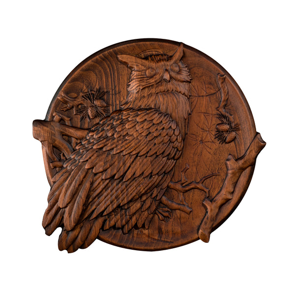 Owl wood carving - Wood Wall Decor