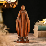 Hand Carved Sacred Heart of Jesus Virgin Mary Wooden Tabletop Ornament