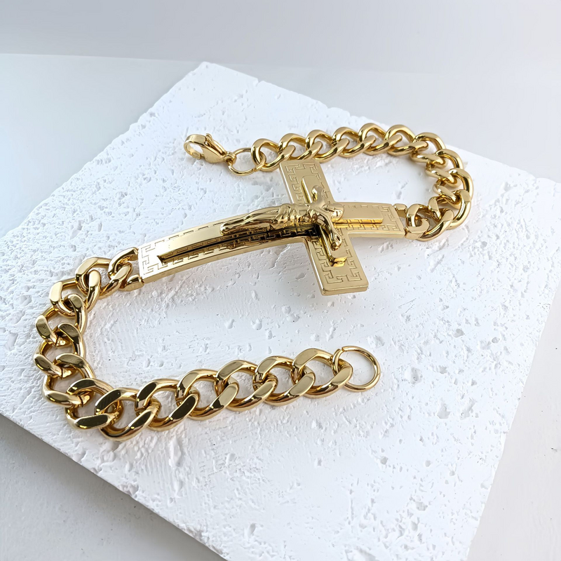 Stainless Steel Crucifixion Cuban Bracelet