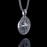 Handmade S925K Silver Compass Pendant Necklace