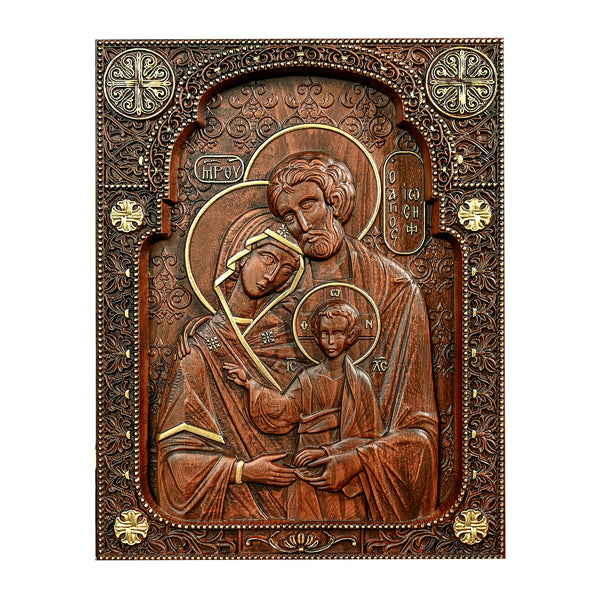 Holy family Nativity Wood Carving Gift Religious Byzantine Icon