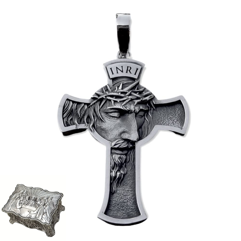 Sterling Pewter/S925K Silver Jesus Cross Necklace