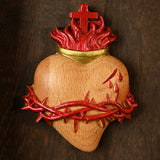 Holy Family Three Sacred Hearts Wooden Wall Decoration