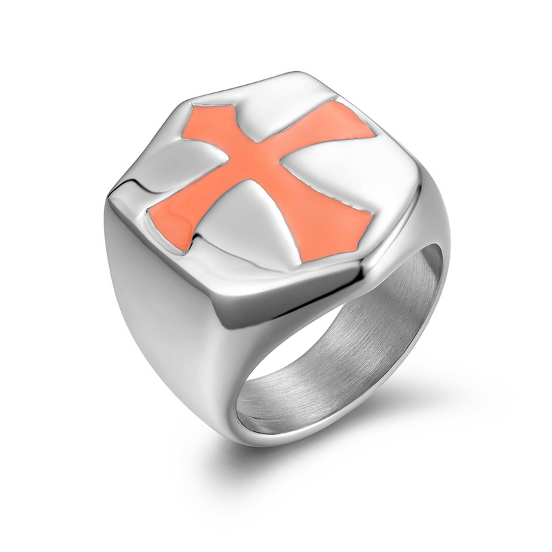 Crusader Shield Stainless Steel Cross Ring