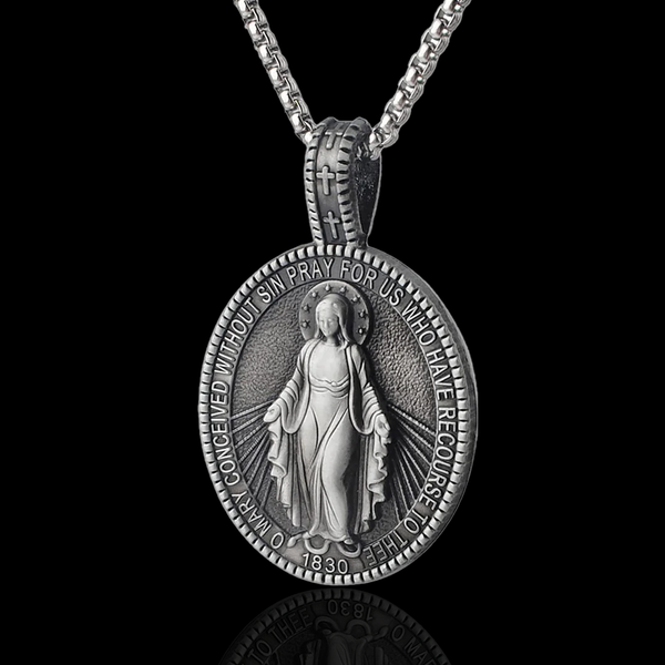 Virgin Mary Miraculous Medal Zinc Alloy Necklace