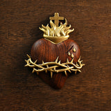 Holy Family Three Sacred Hearts Wooden Wall Decoration