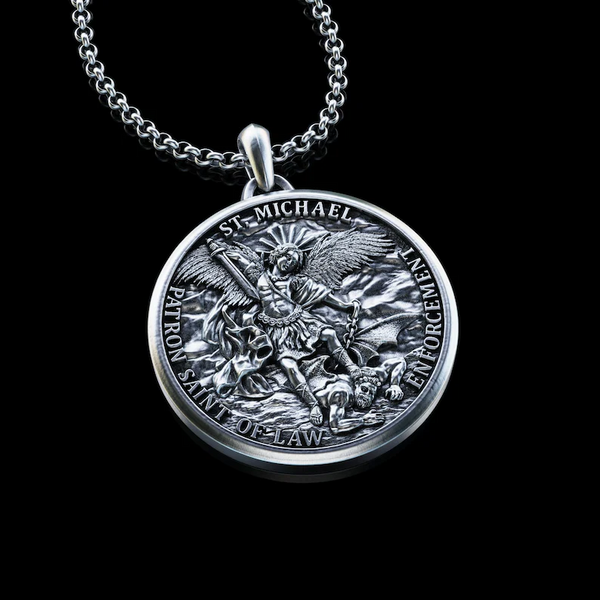 Archangel Michael S925K Silver Round Necklace