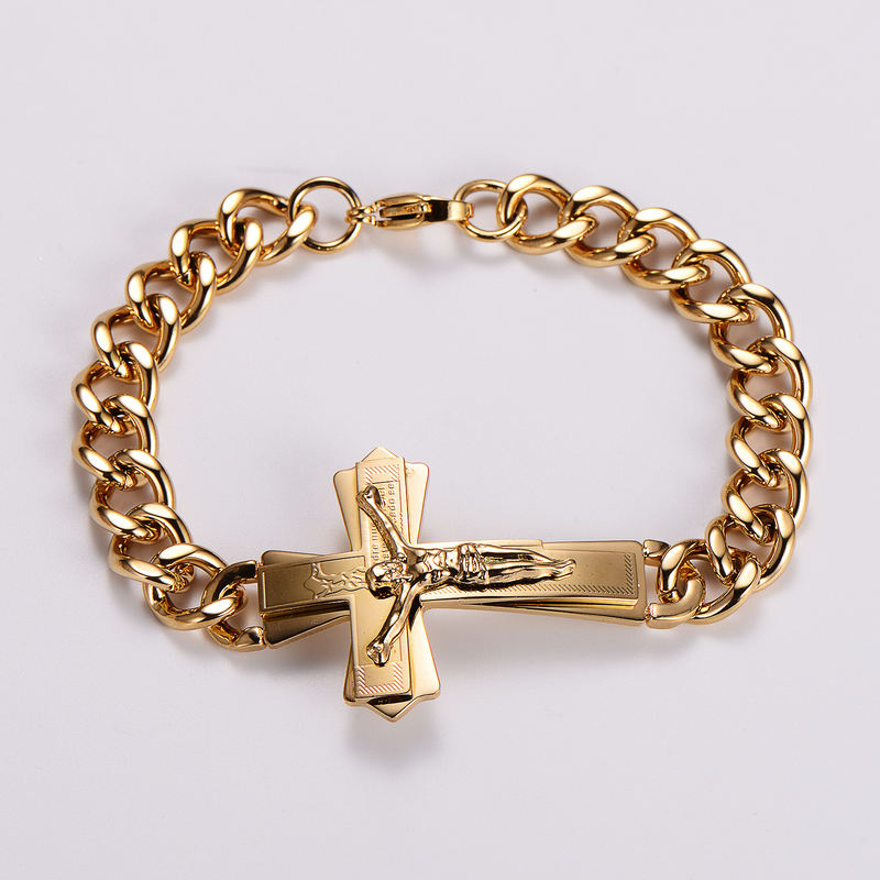 Stainless Steel Crucifixion Cuban Bracelet