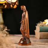 Hand Carved Sacred Heart of Jesus Virgin Mary Wooden Tabletop Ornament