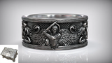 S925K Silver Archangel Michael Ring | Sacred Protection and Baroque Rococo Style Engravings