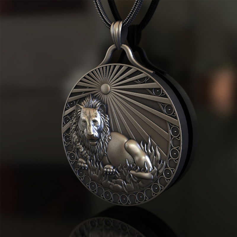 Pure Pewter Grassland Lion Pendant