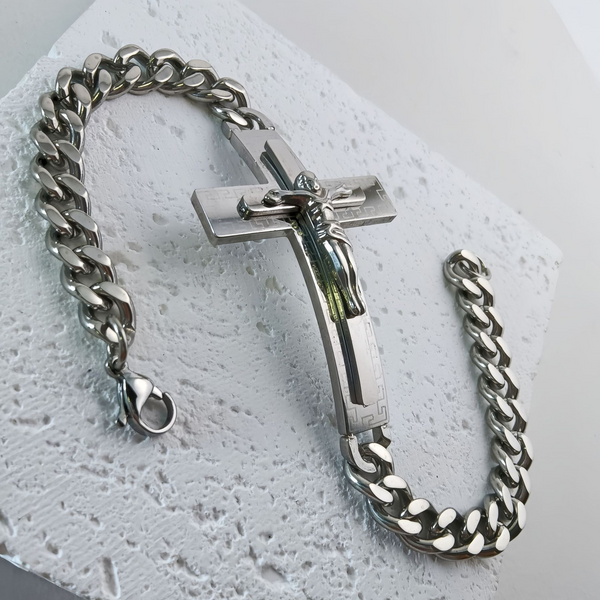 Stainless Steel Crucifixion Cuban Bracelet