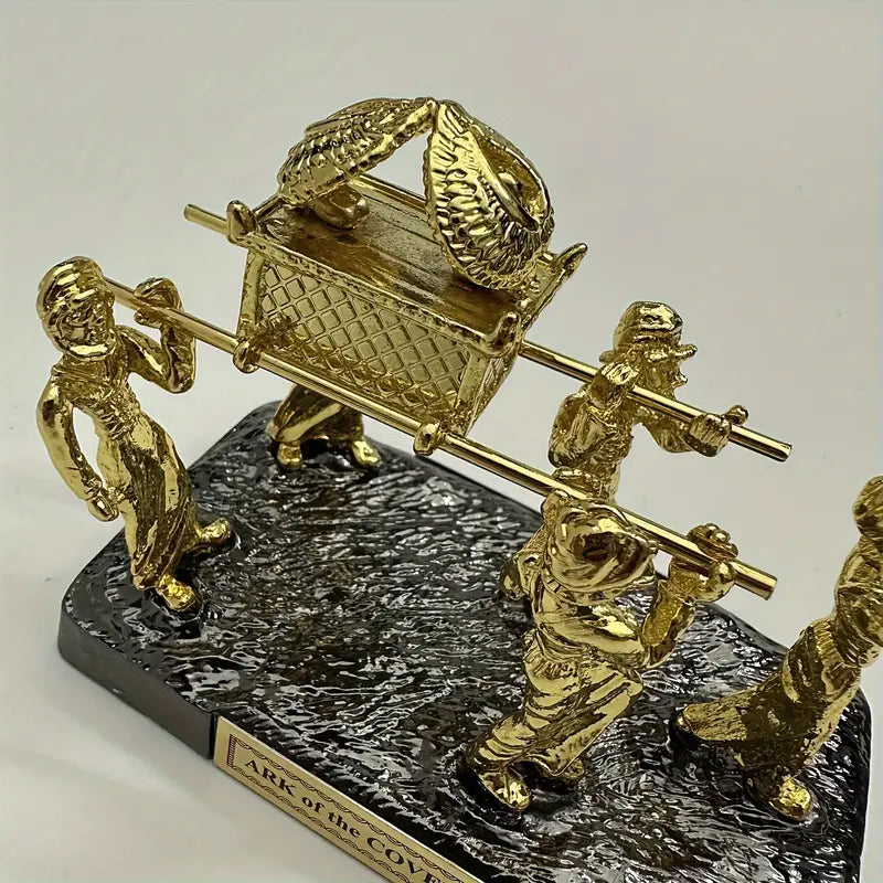 The Ark of the Covenant Statue with Carriers, Religious Floor Mount Sculpture, Thanksgiving Spiritual Decoration