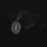 Handmade S925K Silver Compass Pendant Necklace