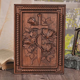 Rose and Sword Wooden Wall Decoration