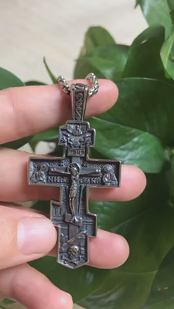 Stainless Steel Orthodox Cross Pendant Necklace