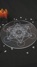 Large Acrylic Meditation Platform Metatron's Cube Disc - Decor Gift