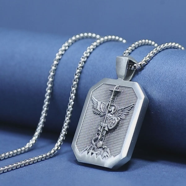 St.Michael Archangel Necklace guardian angel patron saint of paratroopers police military paramedics firemen Michael talisman protection